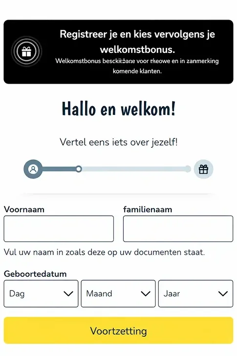 Registratieformulier van Vlad Casino met vier stappen